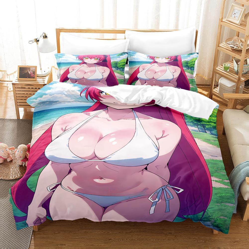 New Sexy Lactating Girl, Young Woman Large Chest Bedding Set Anime Three-piece Set Adult Kid Bedroom Duvetcover Sets Personality