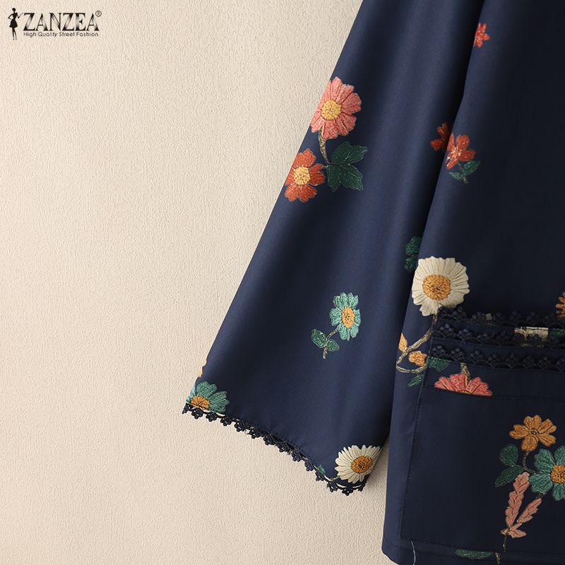 ZANZEA Women Floral Print Loose Casual Long Sleeve Thin Cardigans