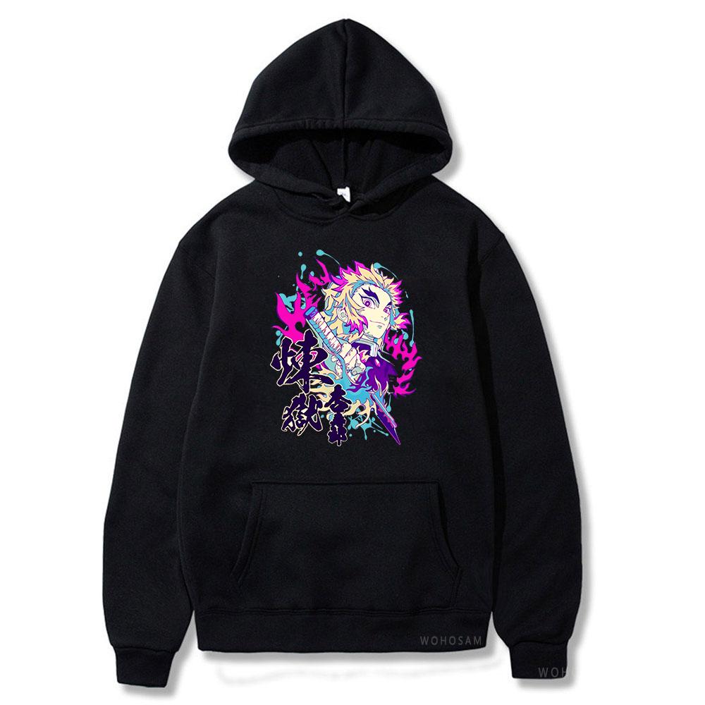 

Demon Slayer Rengoku Kyoujurou Толстовки на молнии Манга Панк Толстовка с принтом Мужчины Женщины Модная зимняя теплая куртка на молнии с длинным рукавом Пальто M чёрный