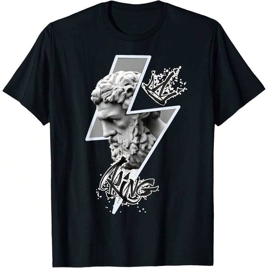 

Zeus King Of The Gods Lightning Bolt T-Shirt All Seasons,220g Pure Cotton Single-Sided Printed Crew 5XL різнокольоровий