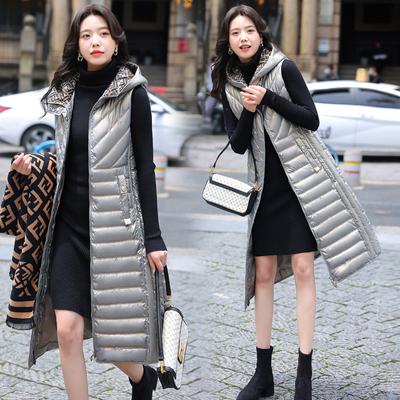 Thin Cotton Waistcoat Women's Long Knee-length Hooded Padded Vest In Autumn and Winter To Wear A Waistcoat