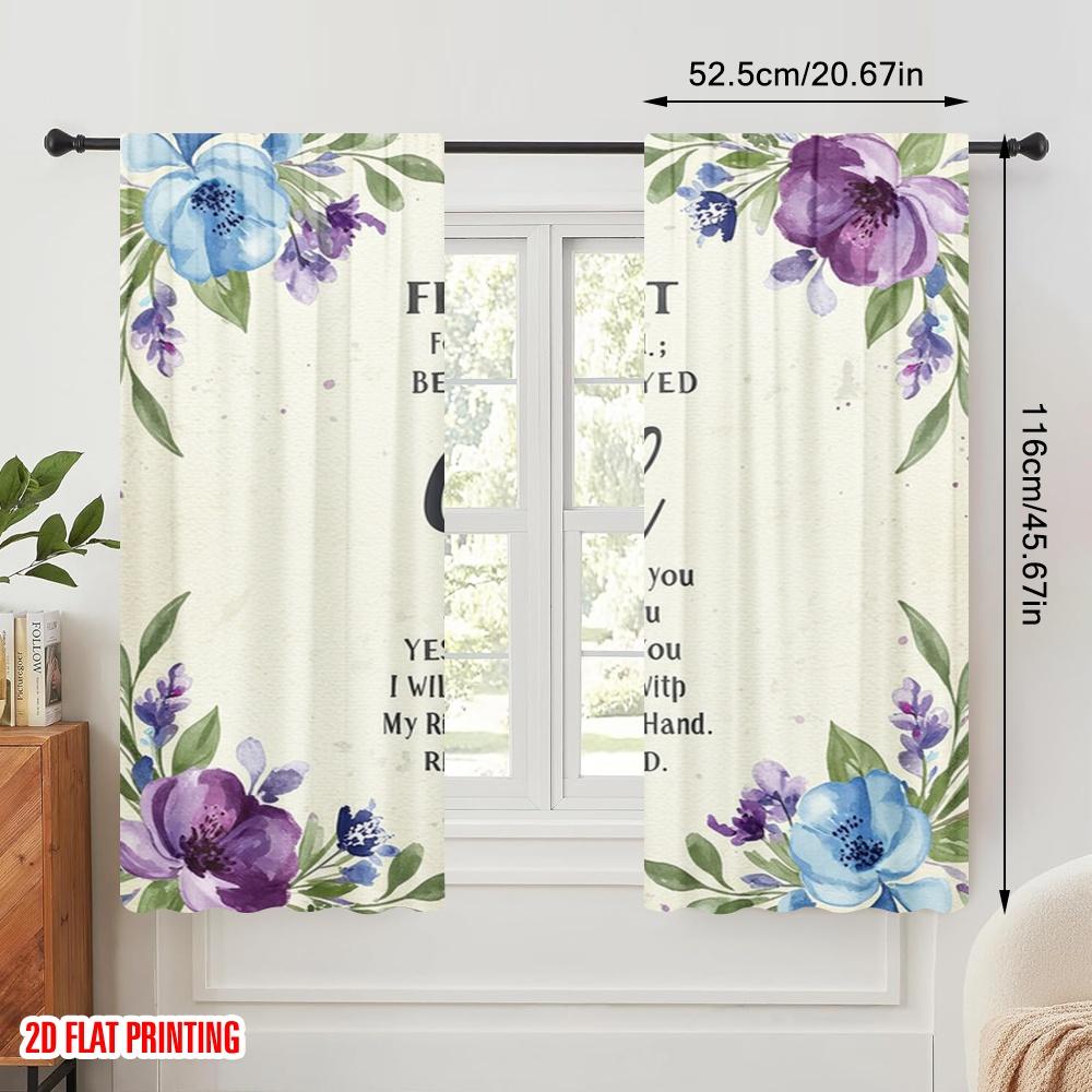 2pcs 2D Flat Printing Drapes Fear Not I Am Your God Polyester Without Electricity 0 Perfect for Indoor Celebrations Studio
