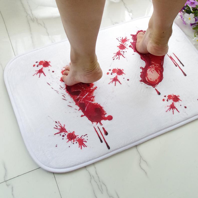 Footprint Pattern Blood Bathroom Door Mat Halloween Decorations Easy To Maintain