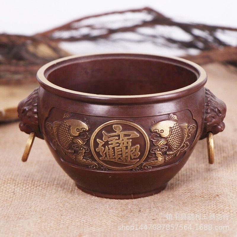 Copper Cylinder for Home Indoor Buddha Worship Bamboo Holder Offering Stick Incense Burner Ornament