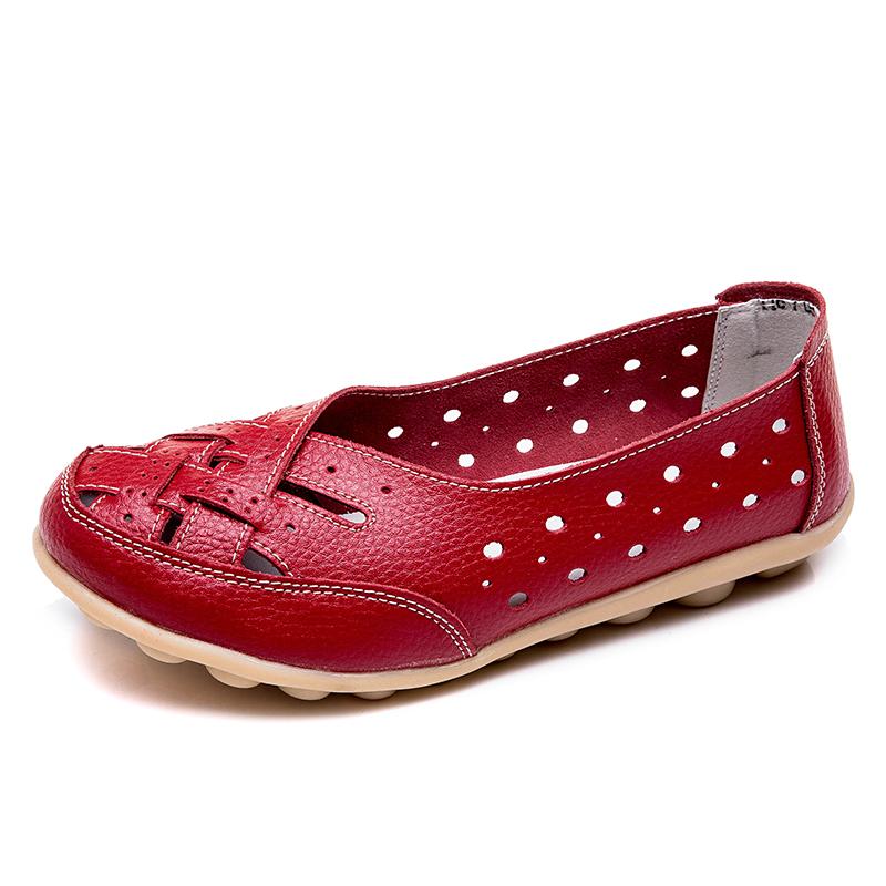 Fashion Women Shoes For Summer Flats Soft Leather Shoes Flat Slip On Loafers Women Casual Shoes Breather Moccasins Nursing Size 44