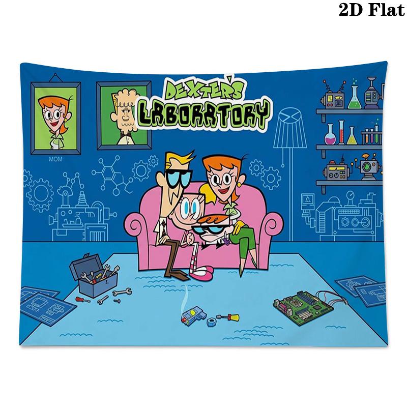 Dexter 's laboratory Wall Tapestry Aesthetic Wall Hanging Printed Fabric Blanket Decorative Tapestries for Bedroom Living Room Home Decor