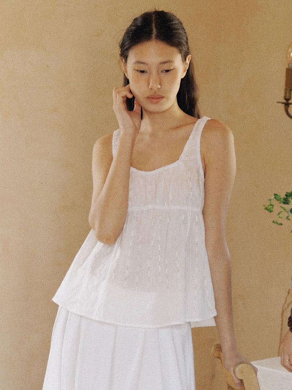 The Rye Shirring Sleeveless Blouse(White) White/Free