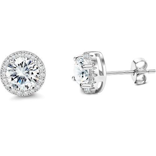 Silver Needle Cubic Zirconia Stud Earrings for Women Men 14K Gold Plated Hypoallergenic Dainty Stud Earrings Jewelry