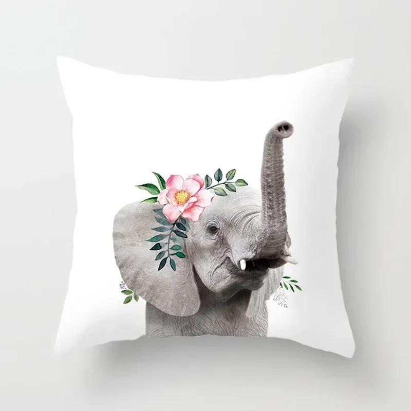 Cute Animals Print Decoration Cushion Cover For Wedding Throw Pillowcase Pink Flower Sofa Home Decor Party Pillowcover