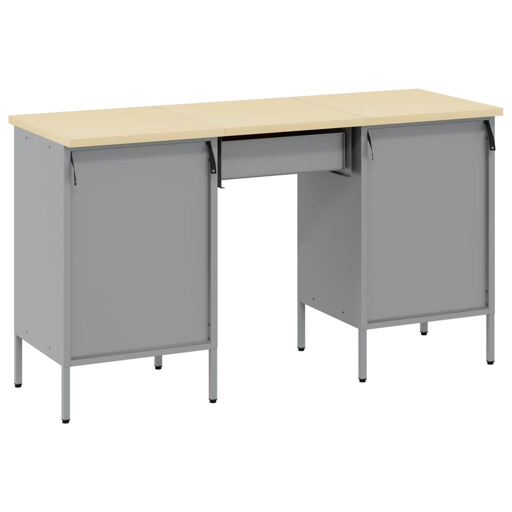 Workbench with Storage 3 pcs Black Engineered Wood and Steel