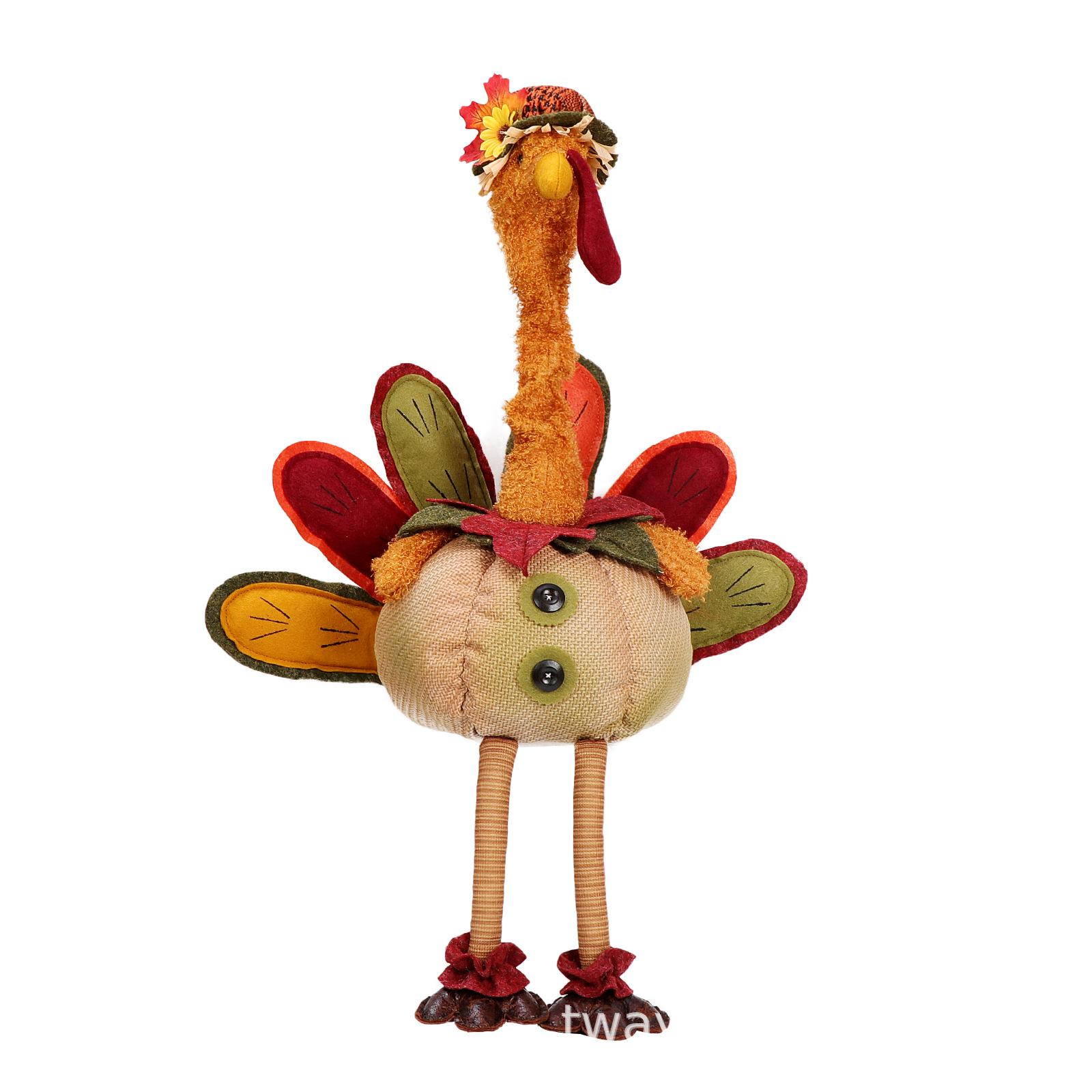 

Turkey Thanksgiving Retractable Plush Doll Decor Festival Gift Room Ornament Flower