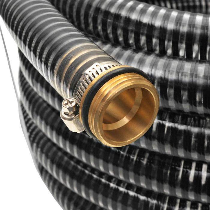 VidaXL Tuyau d'aspiration avec raccords en laiton 7 m 25 mm Noir