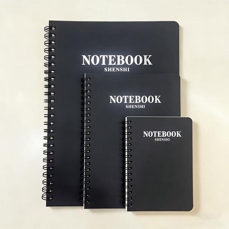 Shenshi 65 Series Spiral Notebook with Black Frosted Cover - A4, B5, A5 for Students and Meetings.