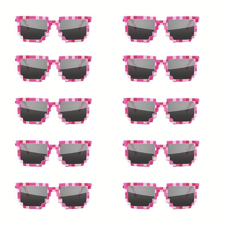 10-Pack 8-Bit Pixel Gamer Glasses, Plastic Frame Decorative Eyewear, Party Favors