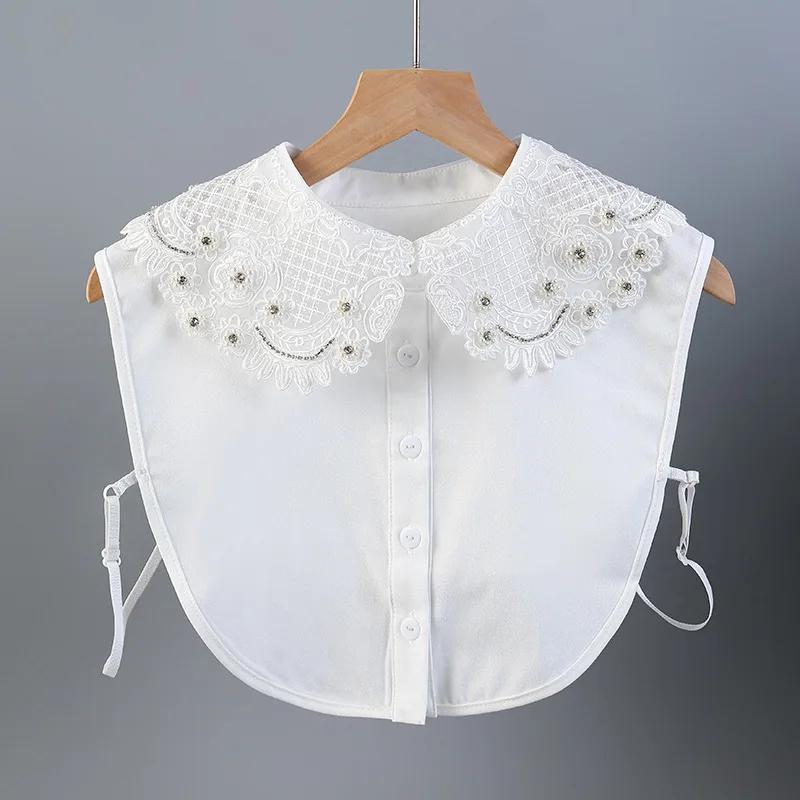 

Элегантные съемные воротники из бисера ручной работы для женской рубашки, блузки, топов, накладной воротник-стойка, лацкан, аксессуары для полурубашки, блузки