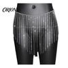 Disco Party Hip Chain Rhinestone Tassel Waist for Women, Sparkly Sexy Belly Dance Body Skirt-Style Crotch Covering Accessory, Elastic Belt Stage