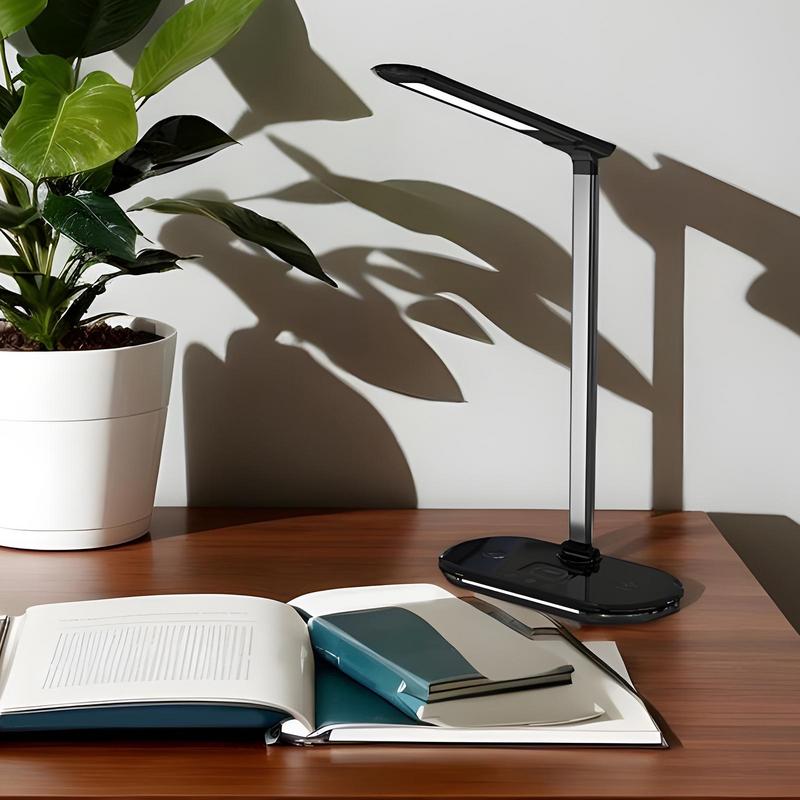 Table Reading Lamp Wireless Charging Stand Desk Lamp Folding Adjustable Lighting USB Rechargeable Phone Charger Reading Light