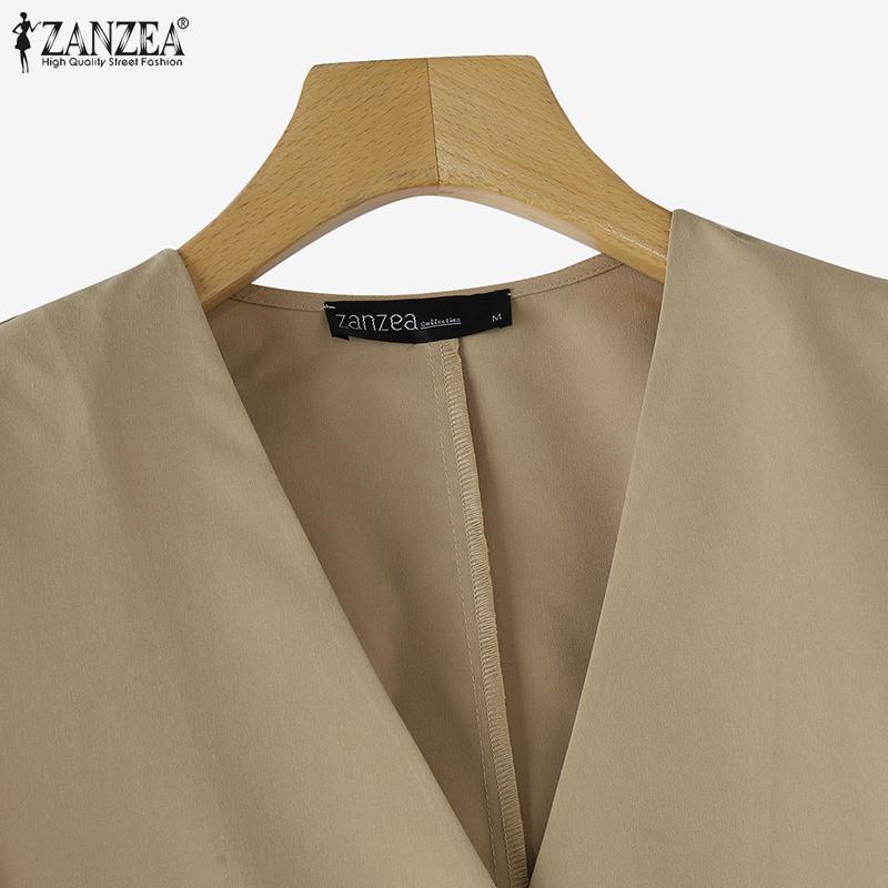 ZANZEA Women Autumn V-Neck Padded Shoulder Long Sleeve Suit Jackets