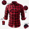 Lente Zomer Slim Fit Geborsteld Ruit High-End Lange Mouw Dubbele Zak Heren Flanellen Overhemd