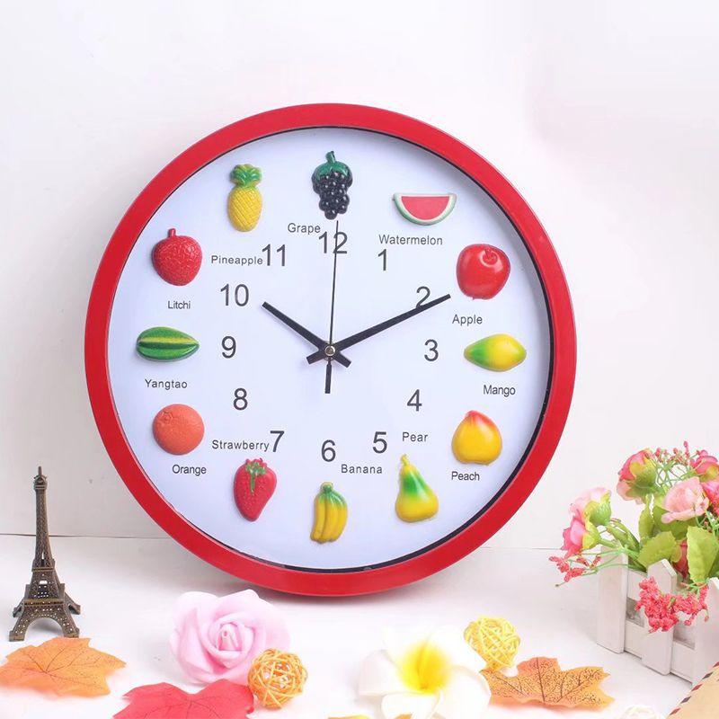 Wall Clock Three-dimensional Fruit Living Room Wall Clock Bedroom Silent Creative Wall Hanging Watch Home Quartz Clock