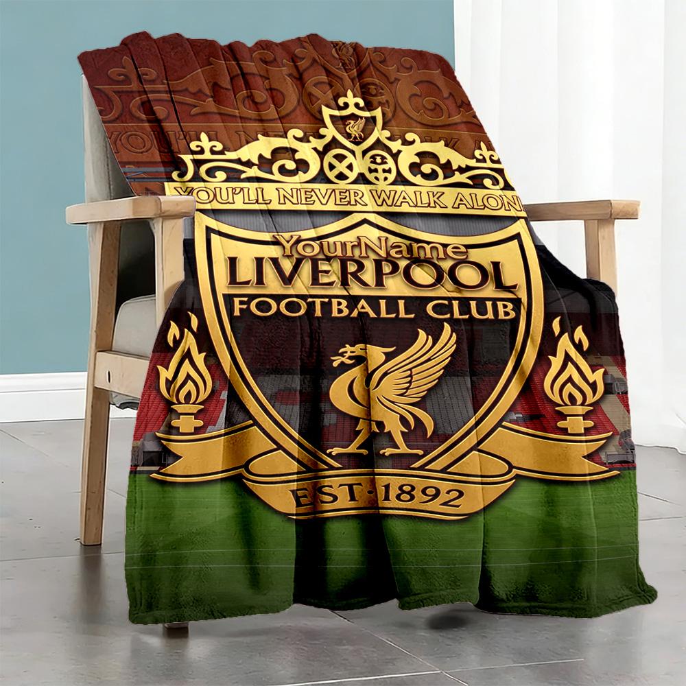 Liverpool Customize Text Blanket Gift Personalized Blanket Soft Warm Cozy Throw For Bedding Office Chair Home Decor Picnics All-Season Use