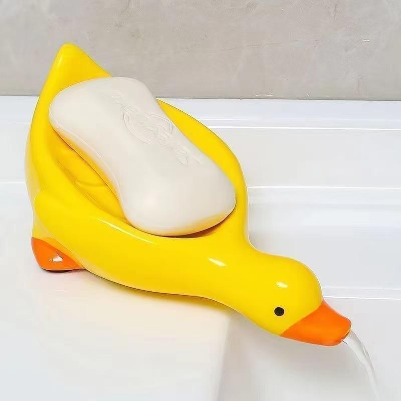 Cute Cartoon Duck Soap Box, Self Draining Open Soap Tray, Bathroom And Toilet Specific