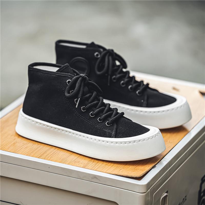Męskie buty płócienne na co dzień, platforma, wulkanizowane, prosty design, do biegania, tenisówki, sznurowane, do użytku na zewnątrz, wysokie trampki dla mężczyzn