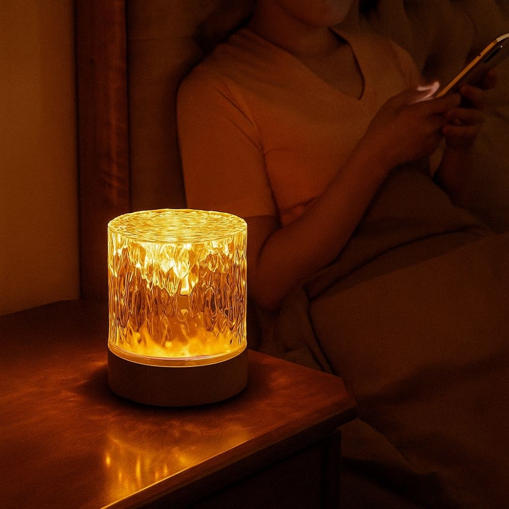 USB Water Ripples Lights Projection Rotating Water Wave Lamp  Bedside Table