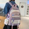 2025 New Color-Block Backpack Korean Style High School Middle School Student Double Shoulder Bag Fashion Backpack for Women Large Capacity Laptop Bag
