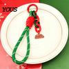 Braided Rope Lanyard Christmas Wristlet Keychain, Keychain with Santa Snowman Xmas Decorative Reindeer Charm, for Backpacks Hangbags Festive