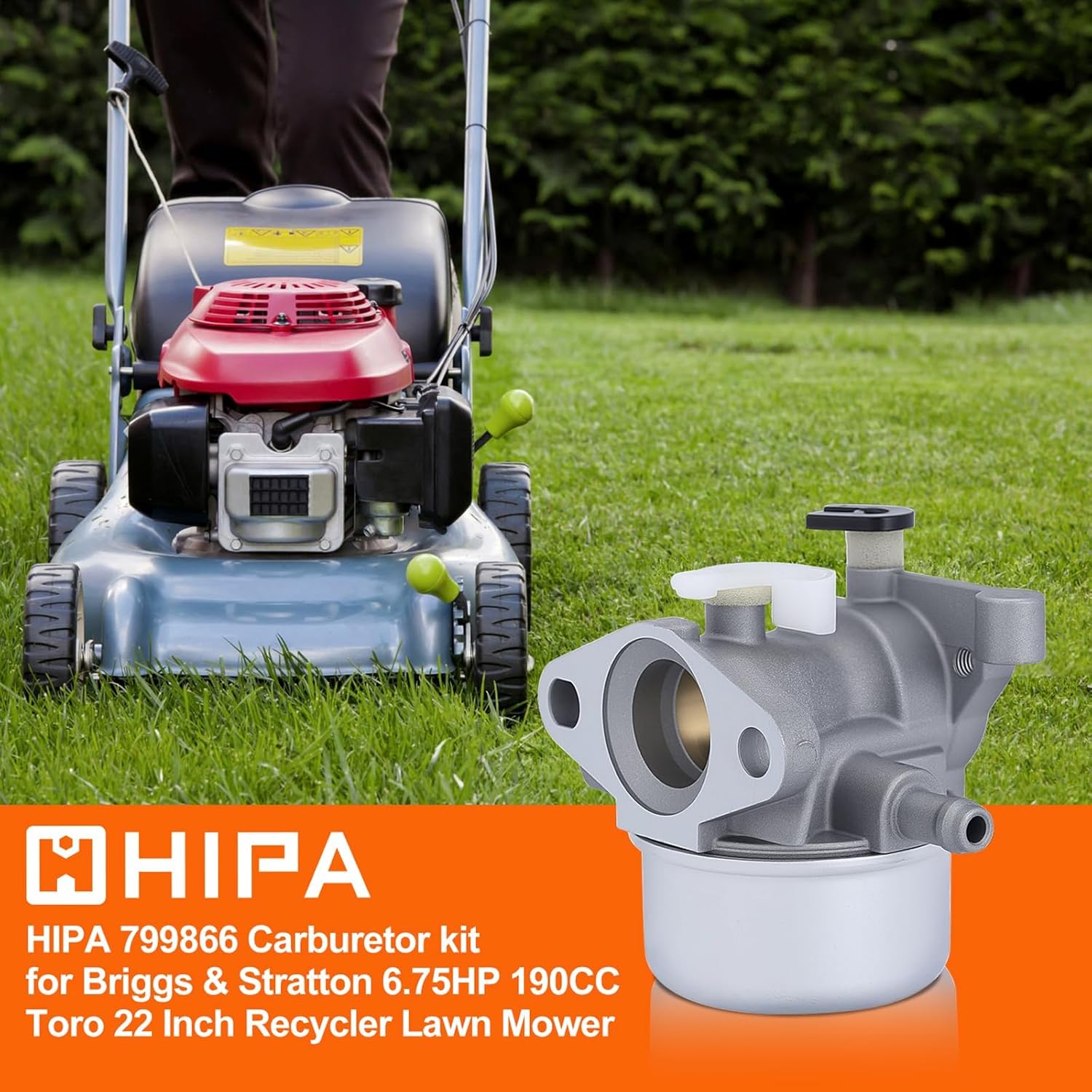 Карбюратор Hipa 6.75 для Briggs & Stratton 6.75HP 190CC Заменяет 799871 790845 799866 Карбюратор Toro Recycler 22 Troy Bilt Craftsman Lawn