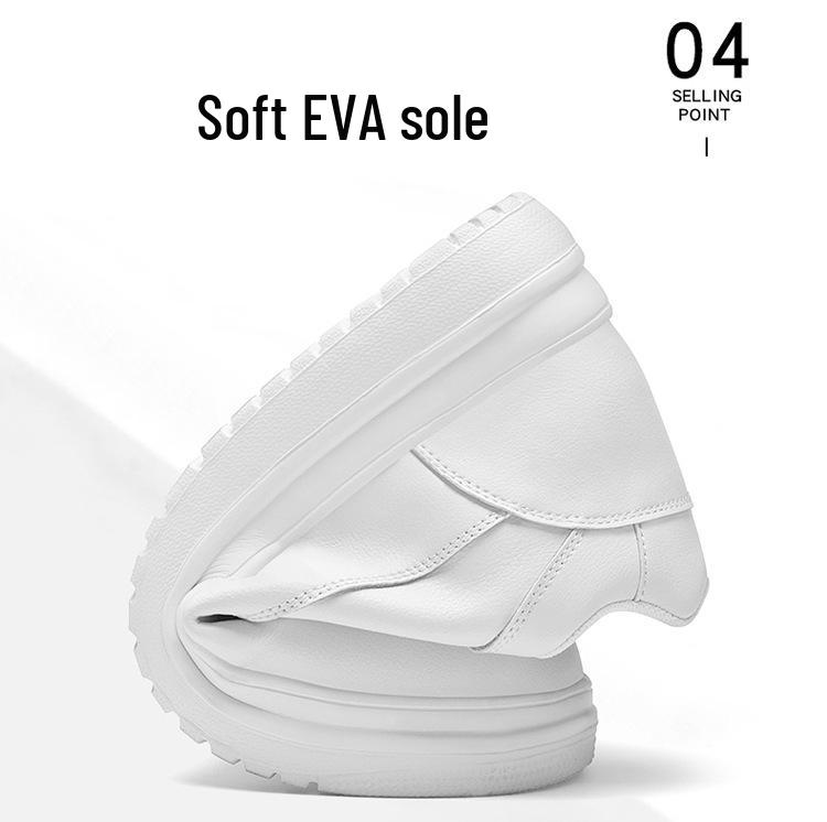 Men's Breathable Skate Sneakers - 10cm Invisible Lift, Thick Sole, White Casual Shoes