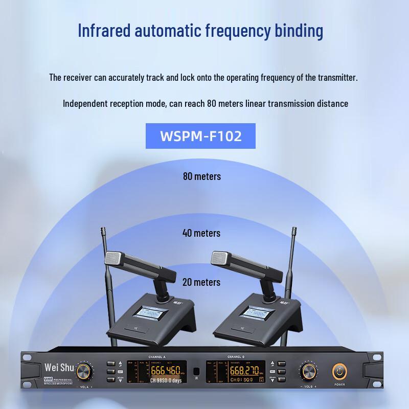 Weishu WSPM-E102 Professional Wireless UHF Conference Microphone System (CN version)
