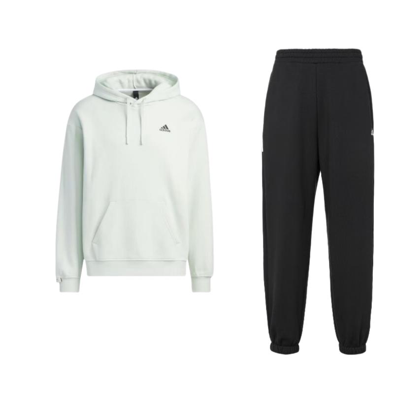 

Adidas Однотонная толстовка с капюшоном и карманом-кенгуру, свободные трикотажные спортивные штаны, повседневный спортивный костюм для мужчин, толстовка и брюки IV7603+IV75931 L