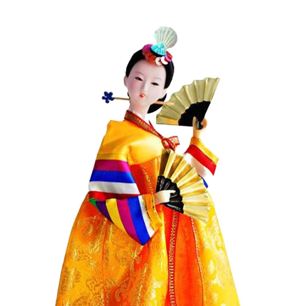 Geisha Kimono Figurine Folk Ethnic Ornament Collectible Craft Korean Hanbok Doll for Countertop Shop Gifts Home Use Birthday