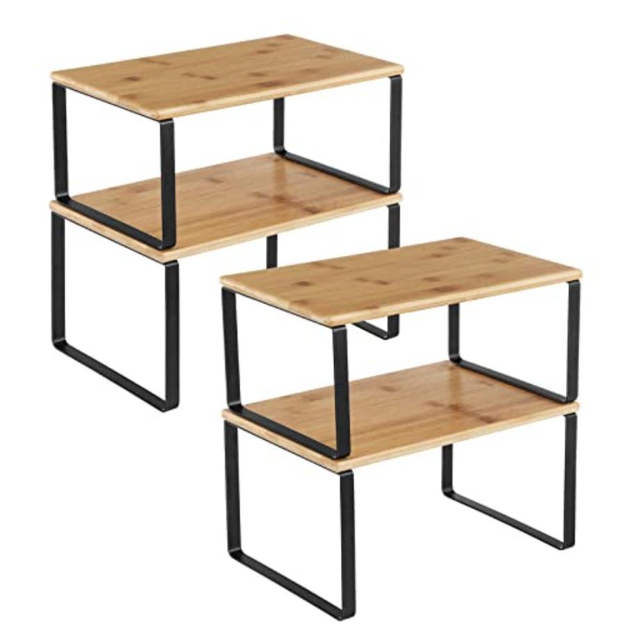

Cabinet Organizer Shelf Set of 4 Kitchen Counter Shelves Kitchen Storage Spice Rack Stackable Expandable Metal and Engineered W United States