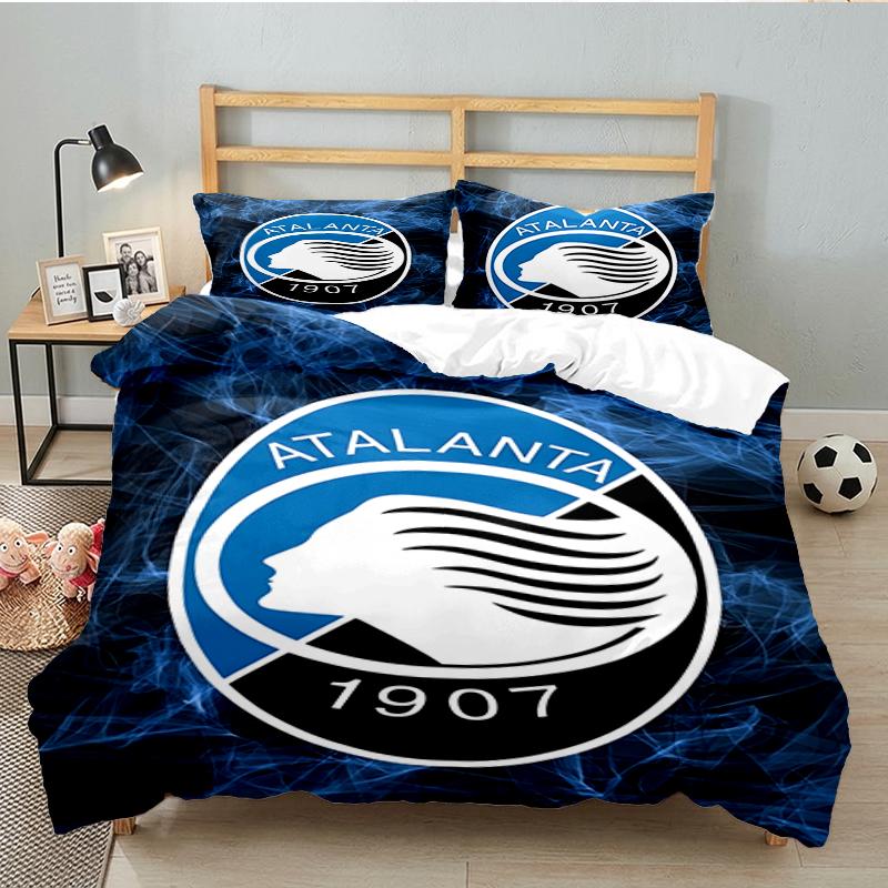 3PCS Football Atalanta Bedding set,Ideal For1pc Duvet Cover And 2pcs Pillowcases Perfect for Christmas gift,Ideal for Bedroom, Dormitory