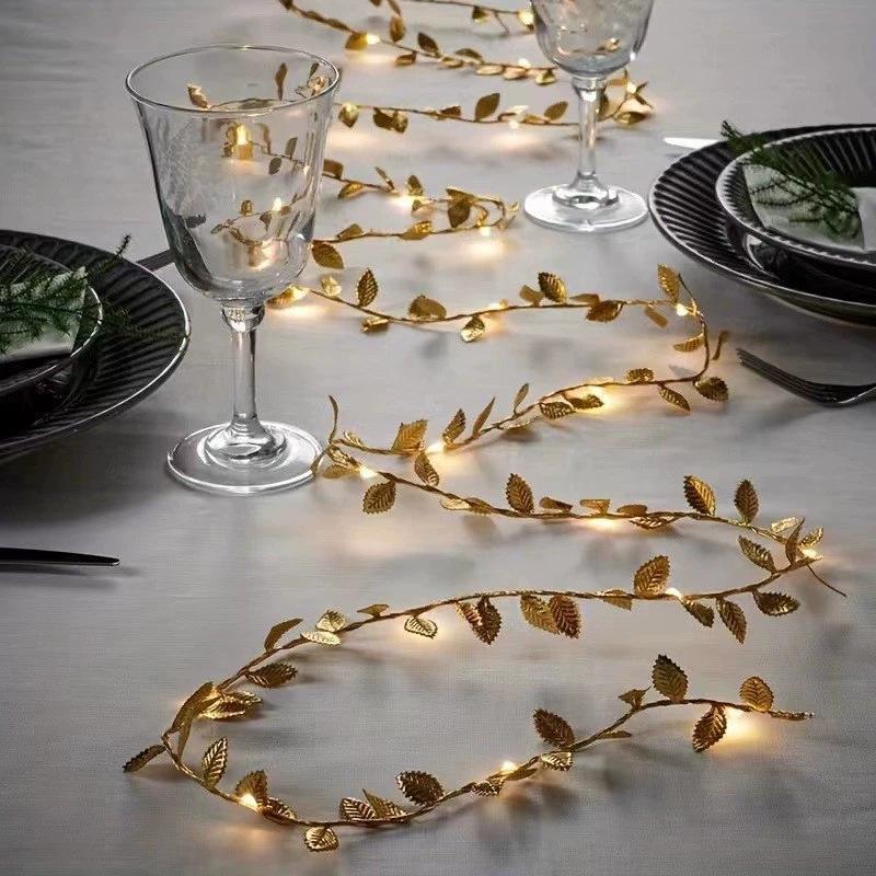 LED Solar Rattan String Lights with Ivy Simulation - Battery-Powered Courtyard Copper Wire Lights