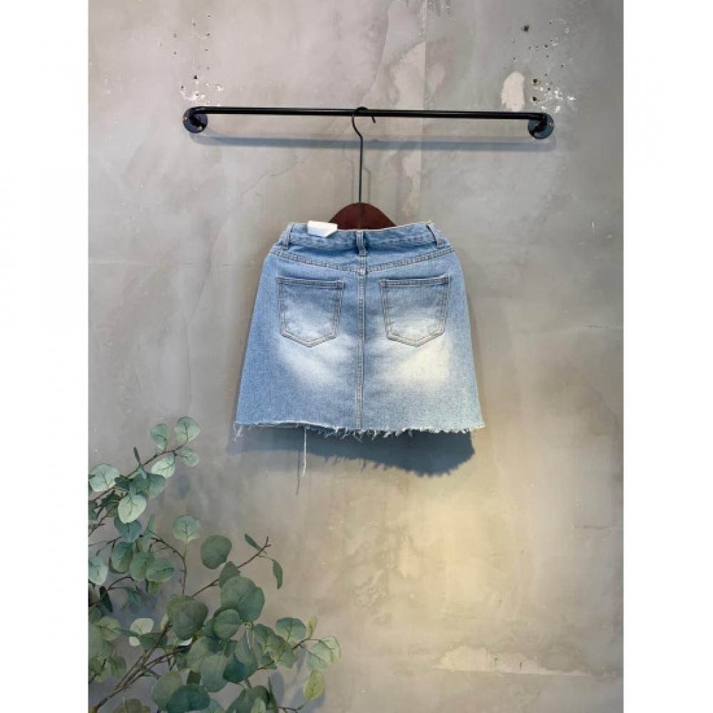 C S In The Room Haz waShIng CuttIng Damage Denim Skirt One Color