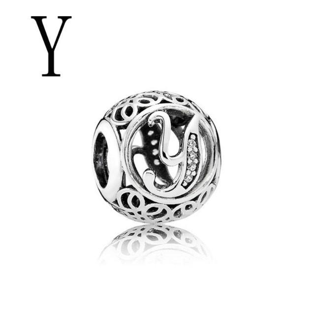 New Authentic Letter Shape A To Z Beads Charm Fit Original Fashion Bracelet Diy Accessories Jewelry For Women