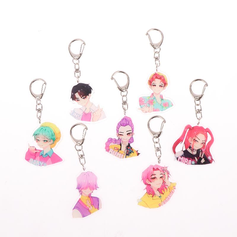 Kpop Demon Hunters Huntrix Saja Boys Keychains For Accessories Jewelry Rumi Zoey Jinu Mira Sold My Soul Keyrings Fans Gifts