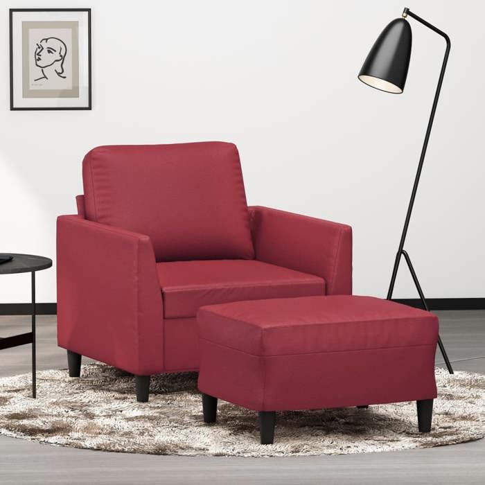 VidaXL Armchair with Footrest Bordeaux Red 60 Cm Faux Leather, Sofa, Armchair, TV Armchair, Single Sofa, Sofa, 3201120