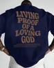 Unisexs Light Blue Living Proof Of A Loving God Graphic Tshirt Casual Short Sleeve Summer Teeor Gifts Inspirational Tshirt Bold