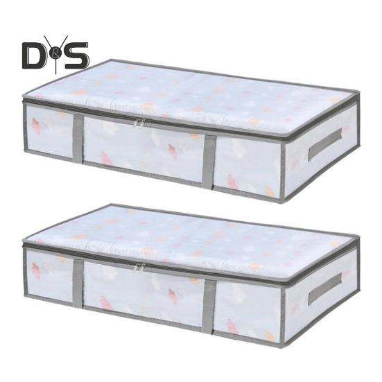 

Контейнер для хранения под кроватью, застежка-молния, прозрачный дизайн, большая вместимость, пылезащитный ящик для хранения подушек, одеял и одежды 2pcs
