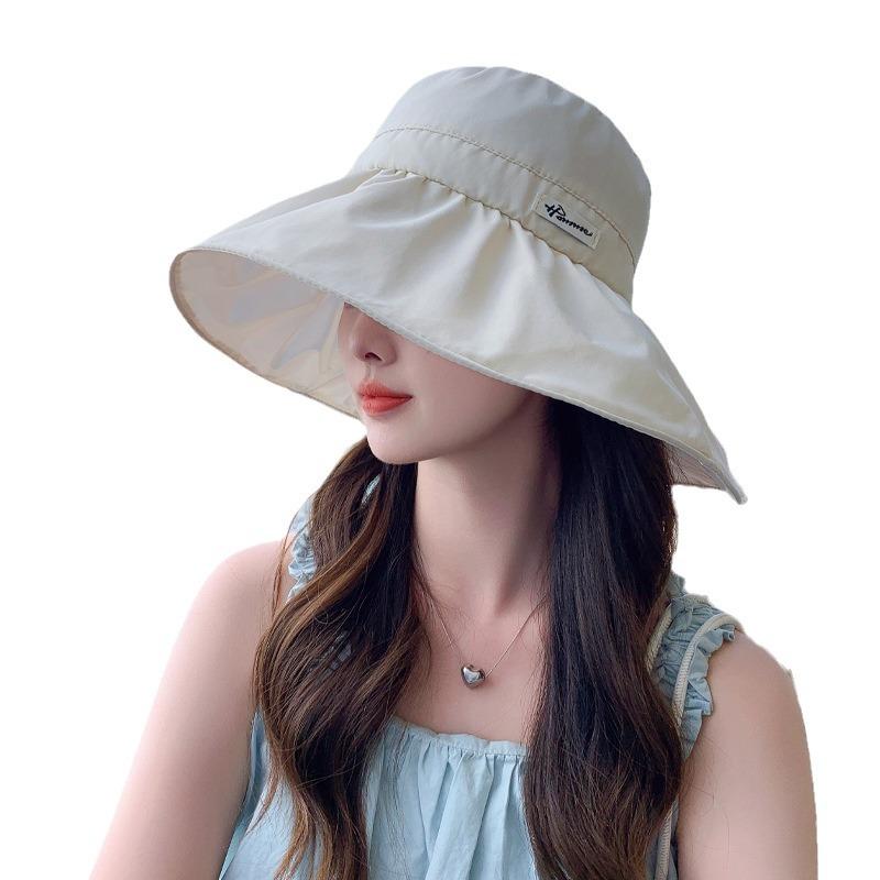 Spring and Autumn New Hat Women's Simple Versatile Color Glue Sunscreen Visor Summer Big Edge Sun Folding Hat Bucket Hat