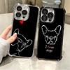 French Bulldog Black Desgin Plating Phone Case For Iphone 16 17 Pro Max Air 16E 14 15 Plus 12 13 Mini Anti-Fall Airabag Cover