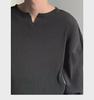 Men's Trendy Pleated Long Sleeve White V-Neck T-Shirt