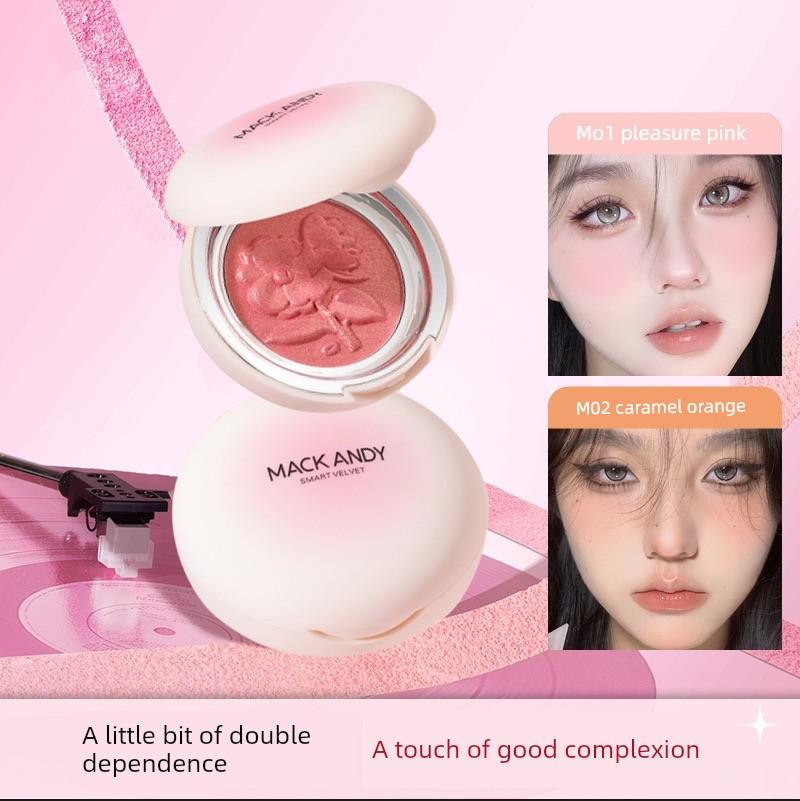 Marco Andy's Soft Velvet-Like Baked Powder Blush Creates a Youthful, Rosy, Natural Look On Cheeks, Single-Color Rouge