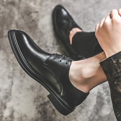 2019 Trend Buty Skórzane Moda Business Casual Buty Brytyjskie Sznurowane Buty Męskie Buty Wizytowe Męskie Jeden Włos 3017-J
