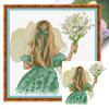 Figure Partial 14CT DIY Stamped Embroidery Needlepoint Starter Kits Cross Stitch Art and Crafts Kits for Adults Home Decor